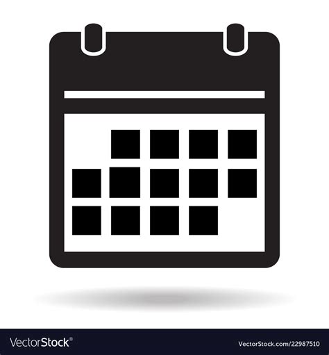 Simple Flat Calendar Page Icon Black And White Vector Image