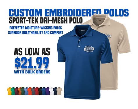 Custom Embroidered Polo Shirts Sport Tek Dry Mesh