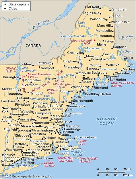 New England Map Usa United States New England Travel Bangor