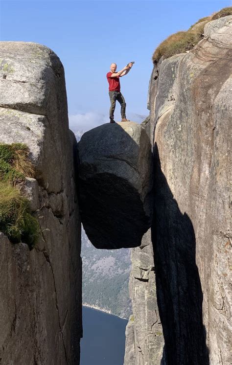 Kjeragbolten A Photo Friendly Boulder Wedged Over A 3228 Foot Deep