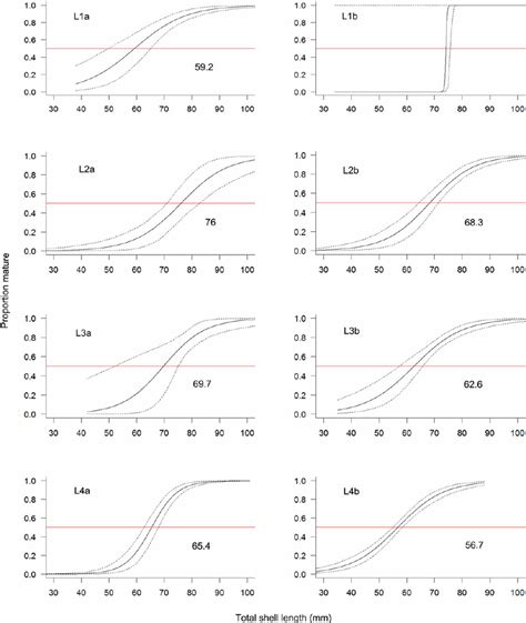 Maturity Ogive Of Model Fit For Female And Male Whelk B Undatum