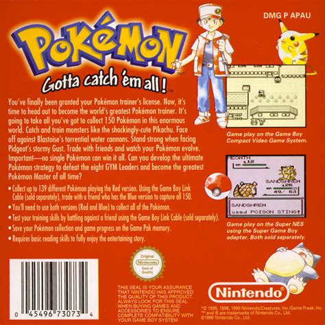 Pokemon Red Version Box Shot For Game Boy Gamefaqs