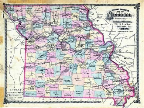 1876 Missouri Railroad Map Missouri United States Giclee Print