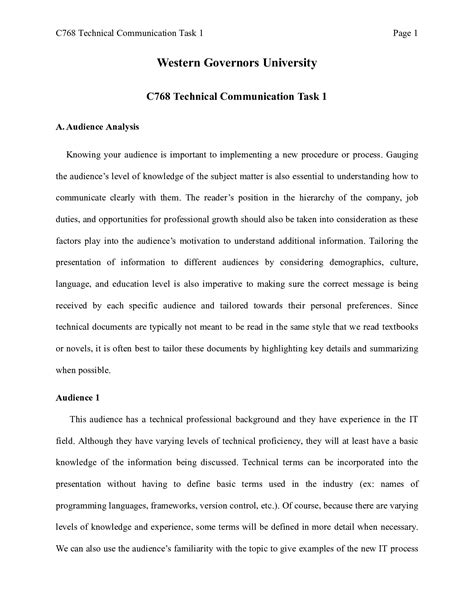C768 Technical Communication Task 1 Western Governors University C768