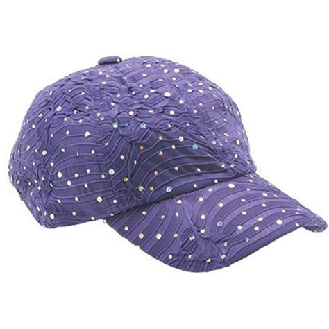 Glitzy Game Crystal Sequin Trim Womens Adjustable Glitter Baseball Cap