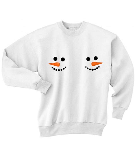 Ugly Christmas Snowman Boobs Crewneck Sweatshirt Clothfusion Sweatshirt Hoodies