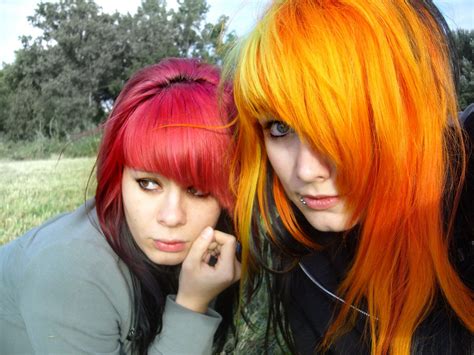 Red And Orange Ombre Hair Fire Hair Emo Scene Hair Bright Hair
