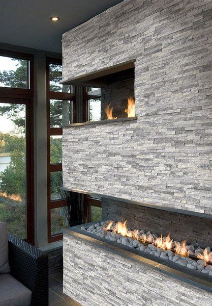 Sognareala Grey Ledgerstacked Stone Panels Stacked Stone Fireplaces