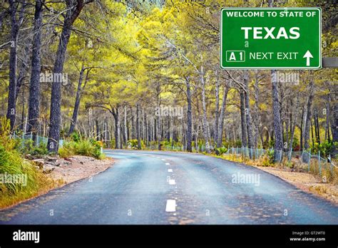 Texas Road Sign Against Clear Blue Sky Stock Photo Alamy