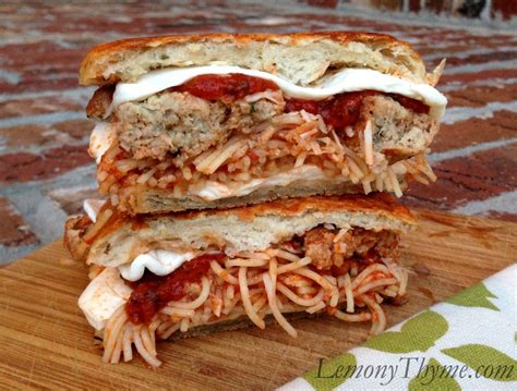Spaghetti And Meatball Grilled Cheese Sandwich Lemony Thyme