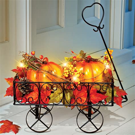 Lighted Pumpkin Wagon Fall Outdoor And Indoor Decor