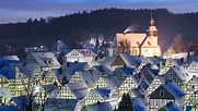 Deutschland, Freudenberg, Häuser, Dach, Nacht, Schnee, Winter 1920x1080 ...