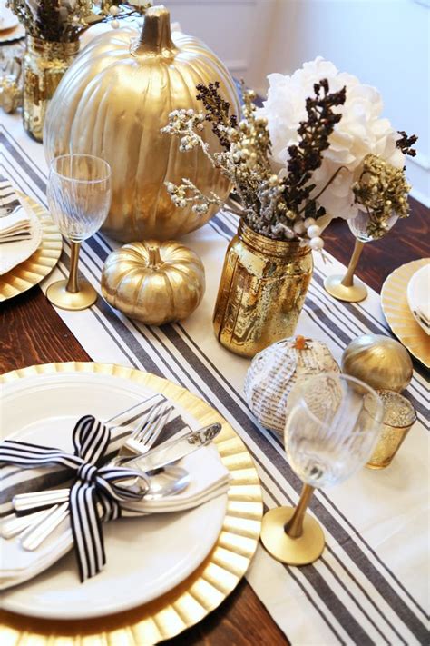 Many of us can navigate a table setting fairly easily. all set: black and gold thanksgiving table | Thanksgiving ...