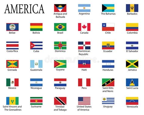 Flags Of Americas Stock Vector Illustration Of Collection 57622262