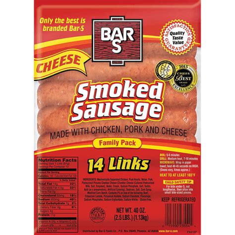 Bar S Cheddar Smoked Sausage 14 Ct Pack Sausages My Country Mart