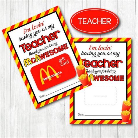 teacher mcdonald s t card holder 5x7 digital etsy