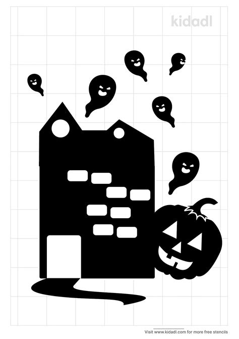 Free Easy Haunted House Stencil Stencil Printables Kidadl