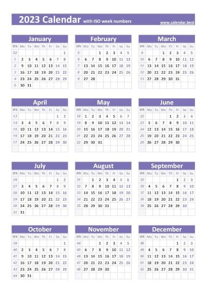 Iso Calendar Weeks 2023 2023 Printable Calendar