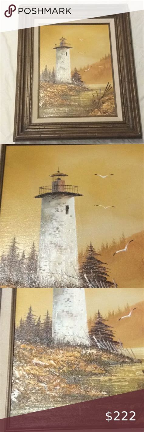 Everett Woodson Lighthouse Seascape Hand Painted Wall Art Prints