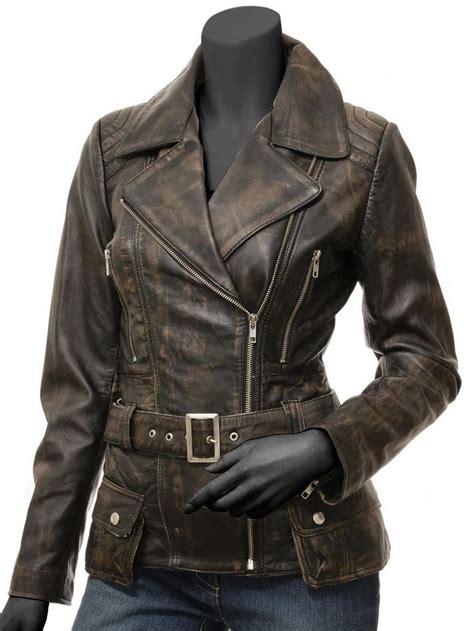 Women Distressed Brown Leather Motorcycle Jacket Leather Jackets