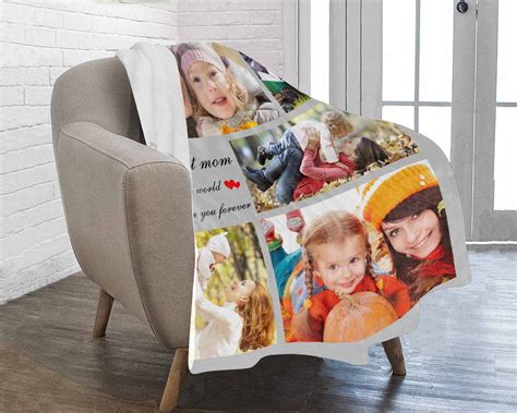 Custom Photo Collage Blanket Customize Text Fleece Blanket Etsy
