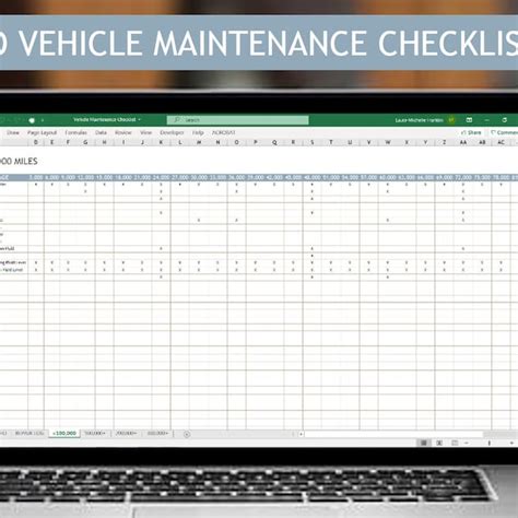 Vehicle Maintenance Checklist Excel Etsy
