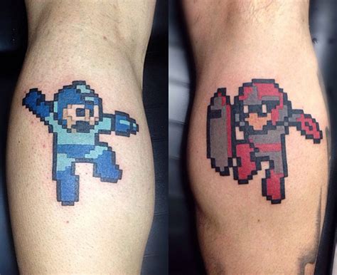 Megaman And Protoman 8bit Tattoos