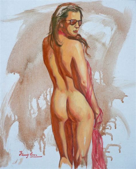 Oil Painting Naked Girl Sunglass Hongtao Huang Artelista Com