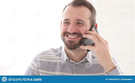 The Happy Man Talking On Phone For Work Stock Image Image Of