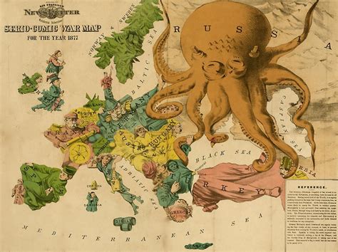 serio comic war map for the year 1877 with russia as an octopus fascinating political
