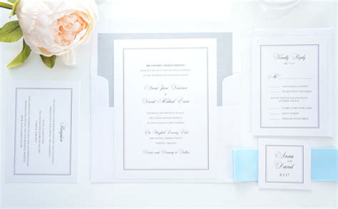 Traditional Baby Blue Wedding Invitation Sample Set Kraftweddingpapers