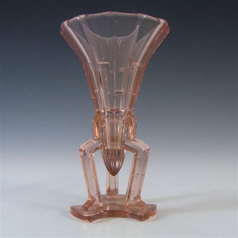 czech vintage 1930 s art deco pink glass rocket vase £23 75