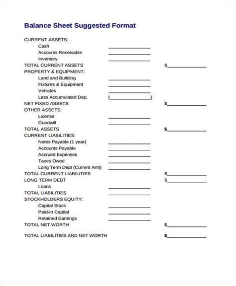 15 Balance Sheet Templates Free Sample Example Format Download