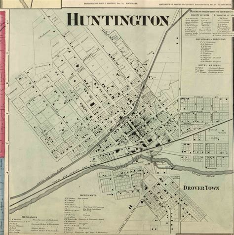 Huntington County Indiana 1866 Old Wall Map Reprint With Etsy