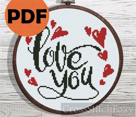 Cross Stitch Pattern Love You Embroidery Pattern Pdf Etsy In