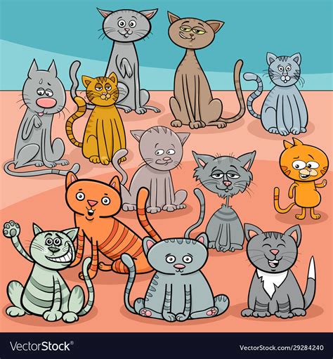 Funny Cats Group Cartoon Royalty Free Vector Image