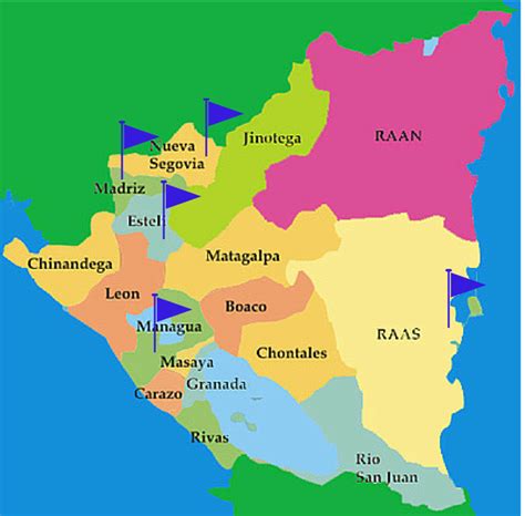 Mapa De Nicaragua Con Nombres Departamentos Y Municipios Para Descargar E Imprimir