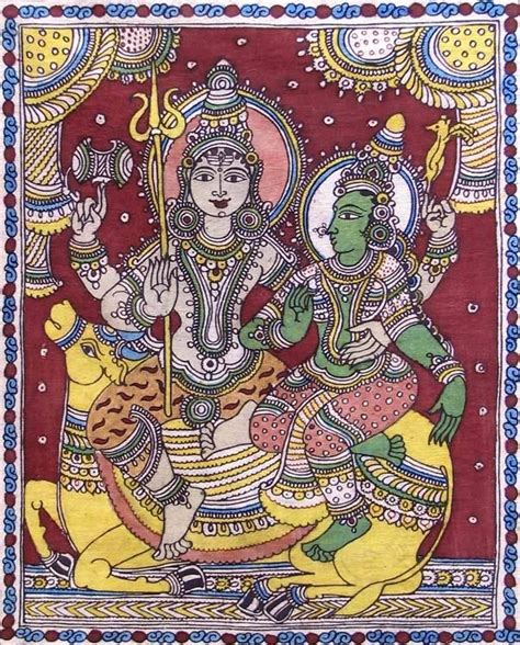 Shiva Parvati Sitting On A Bull