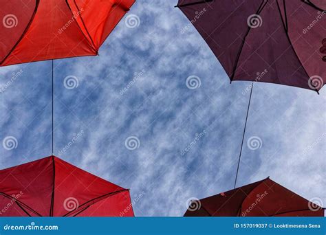 Umbrella Could Color Red Blue Stock Image Image Of Rain Color 157019037