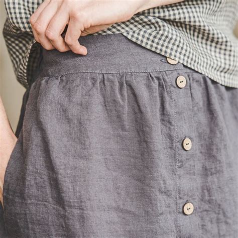 Linen Skirt Button Opening Retro Flax Linen Midi Skirt High Etsy