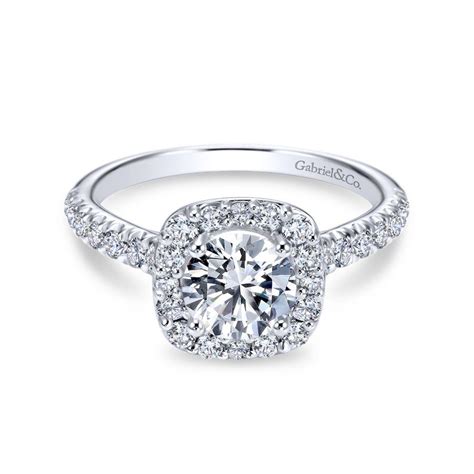K White Gold Cushion Halo Round Diamond Engagement Ring Er W Jj
