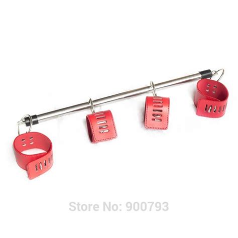 Red Lockable Leather Steel Leg Spreader Bar Restraint System With Ankle