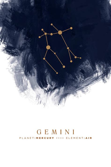 Gemini Zodiac Sign Minimal Print Zodiac Constellation Astrology