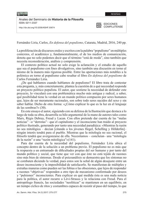 PDF Fernández Liria Carlos En defensa del populismo Catarata