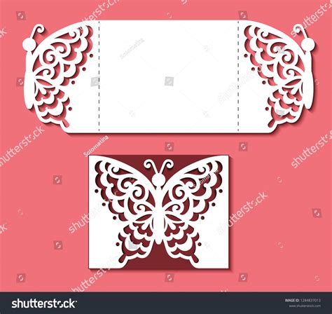 Laser Cut Template Card Butterfly Wedding Vector De Stock Libre De