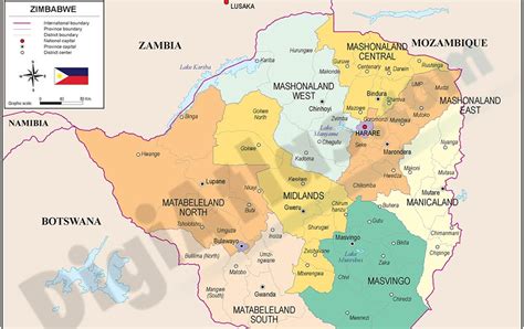 Zimbabwe on a large wall map of africa: Zimbabwe On Map : Large road map of Zimbabwe with cities and airports | Zimbabwe | Africa ...