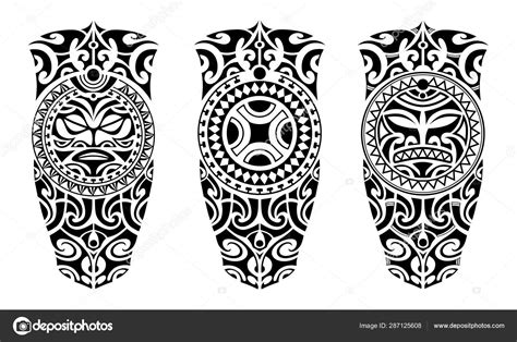 Set De Boceto De Tatuaje Estilo Maorí Para Pierna U Hombro Vector