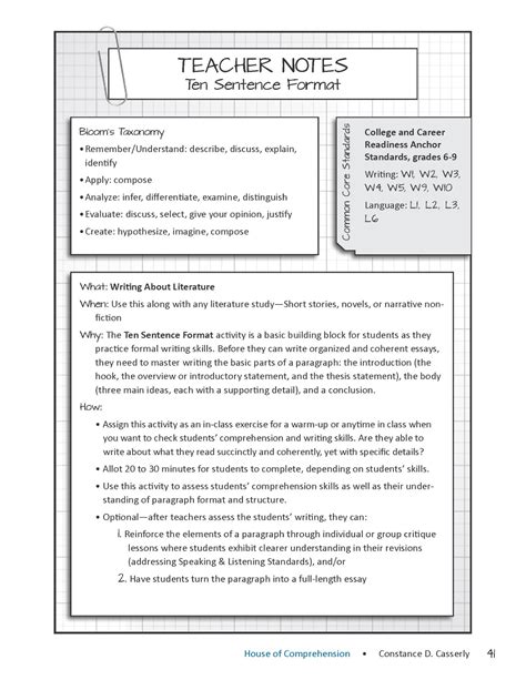 Teach It Write Students Will Write Right With The Ten Sentence Format