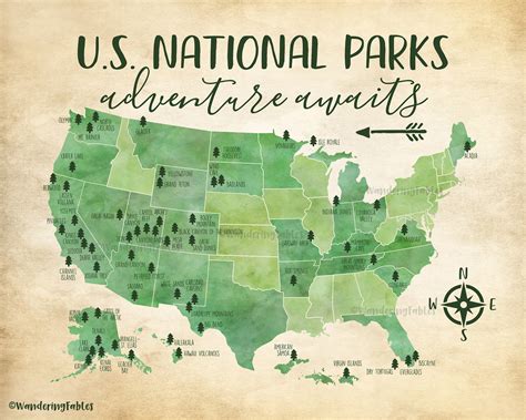 Us Map Of National Parks U S National Parks Map Poster Zazzle Com