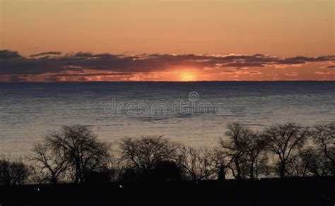 Sunrise Over Lake Michigan Stock Photo Image Of February 140379138